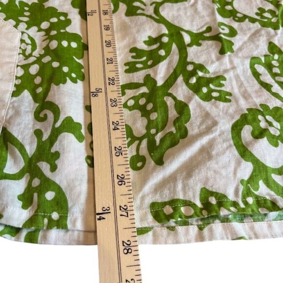 Kenar 100% Linen Women's Tunic White with Green Tropical Floral Print Size 10 - Picture 8 of 12